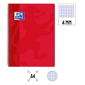 Oxford Cuaderno A4 Tapa de Plástico 4x4 mm (Rojo)