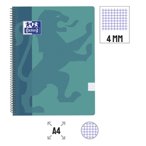 Oxford Cuaderno A4 Tapa de Plástico 4 x 4 mm (Turquesa)