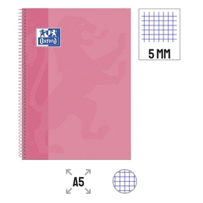 Oxford Cuaderno A5 Tapa Extradura Brillante 5x5mm (Rosa Chicle)