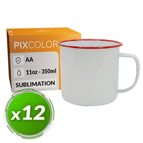 Taza Retro Sublimación PixColor (Pack 12 Uds.) Rojo - Calidad AA