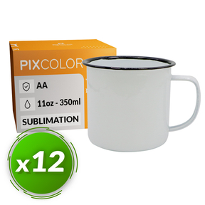 Taza Retro Sublimación PixColor (Pack 12 Uds.) Negro - Calidad AA
