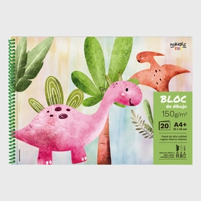 Bloc de Dibujo A4+ 150 g 20 Hojas Nokers Kids Dino