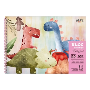 Bloc de Dibujo A4+ 150 g 20 Hojas Nokers Kids Dino