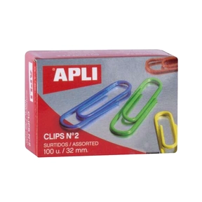 APLI Clips de Colores (Caja 100 Uds.) 32 mm