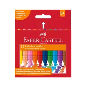 Faber-Castell Ceras de Colores Borrables (Caja 12 Und.)