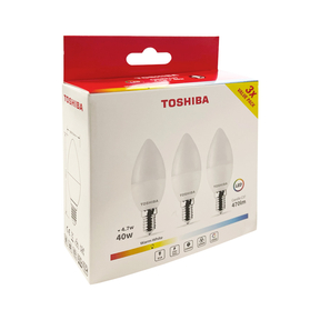 Toshiba LED Vela E14 4,7W Cálida (3000K) (3 Uds.)
