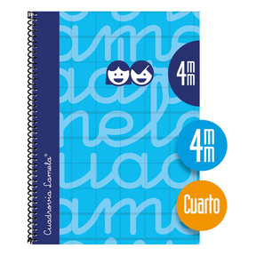 Lamela Cuaderno Tapa Dura Cuarto 4 mm (Azul)