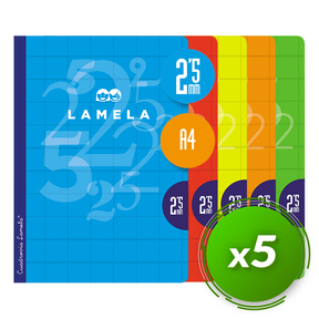 Lamela Libreta 50 Hojas/A4 2,5 mm (5 Uds. Surtidos)