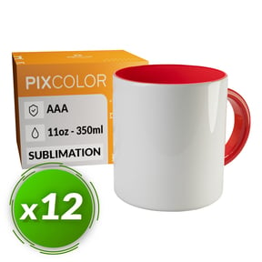 PixColor Taza para Sublimación Roja - Calidad Premium AAA (Pack 12)