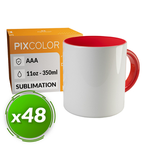 PixColor Taza para Sublimación Roja - Calidad Premium AAA (Pack 48)