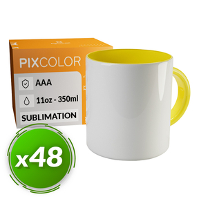 PixColor Taza para Sublimación Amarilla - Calidad Premium AAA (Pack 48)