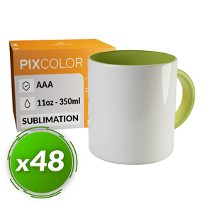 PixColor Taza para Sublimación Verde Claro - Calidad Premium AAA (Pack 48)