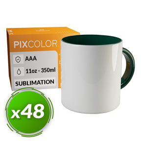 PixColor Taza para Sublimación Verde - Calidad Premium AAA (Pack 48)