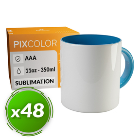 PixColor Taza para Sublimación Azul Claro - Calidad Premium AAA (Pack 48)