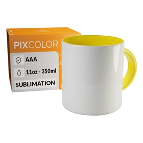 PixColor Taza para Sublimación Amarilla - Calidad Premium AAA