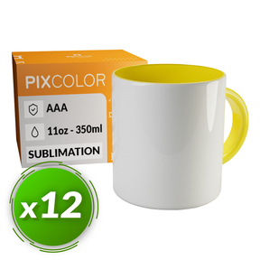 PixColor Taza para Sublimación Amarilla - Calidad Premium AAA (Pack 12)