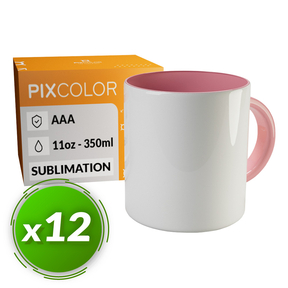 PixColor Taza para Sublimación Rosa - Calidad Premium AAA (Pack 12)