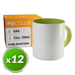 PixColor Taza para Sublimación Verde Clara - Calidad Premium AAA (Pack 12)