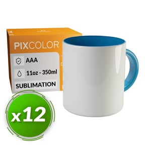 PixColor Taza para Sublimación Azul Clara - Calidad Premium AAA (Pack 12)