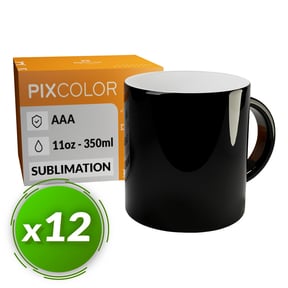 PixColor Taza para Sublimación Mágica - Calidad Premium AAA (Pack 12) (Negra)