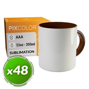 PixColor Taza para Sublimación Marrón - Calidad Premium AAA (Pack 48)