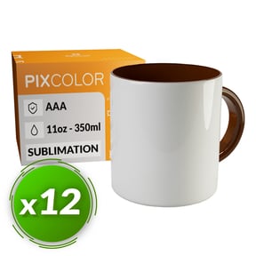 PixColor Taza para Sublimación Marrón - Calidad Premium AAA (Pack 12)